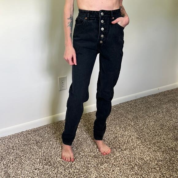 Vintage 90’s BONGO Black High Waisted Button Up Cotton Mom-Jeans - Picture 2 of 11